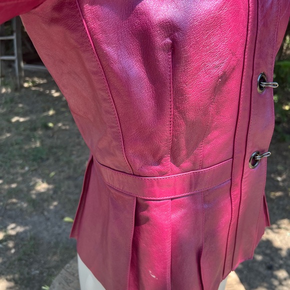 Vintage John Carlisle Leather Jacket Magenta Pink medium - Picture 3 of 12